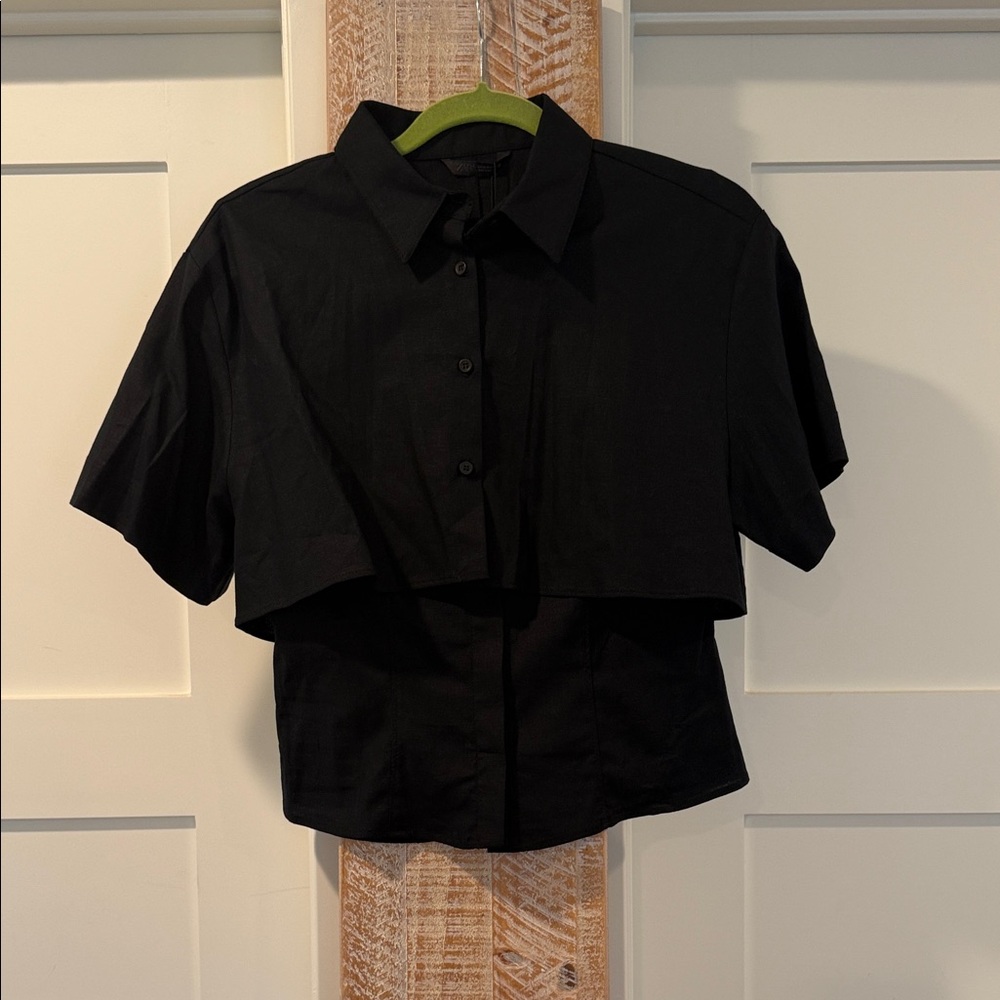 NWT Zara Black double layer top - Picture 3 of 8